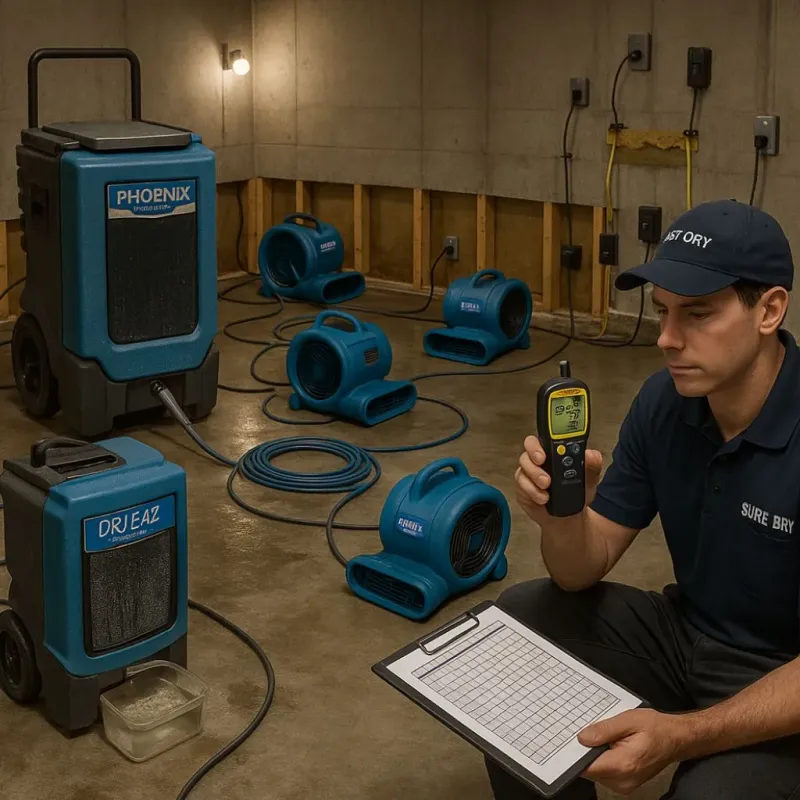 Structural Drying and Dehumidification process in Fowler, MI